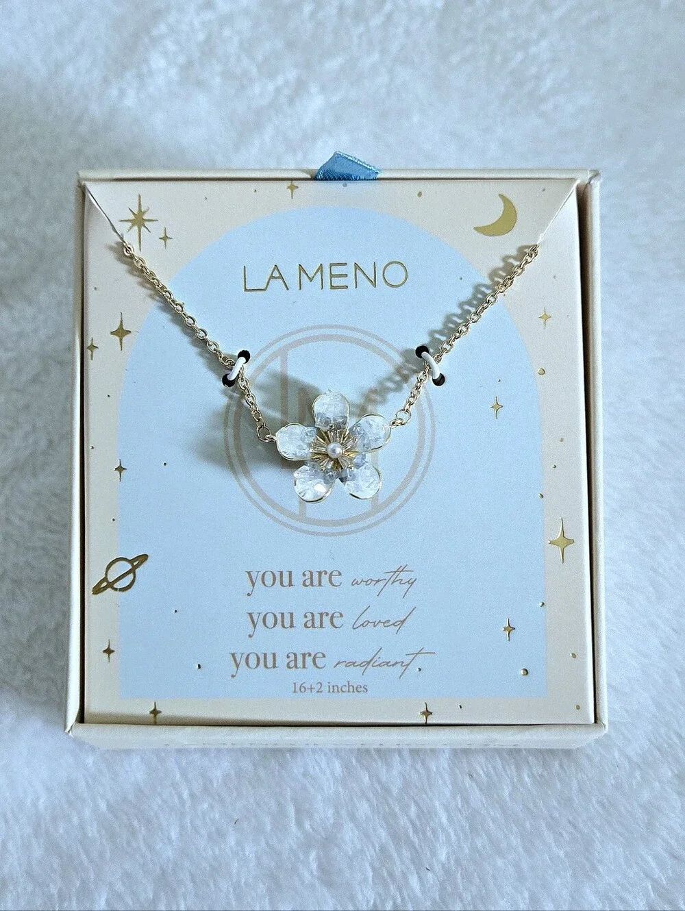 La Meno Stationary Druzy Flower🌸 Pendant Necklace - NIB